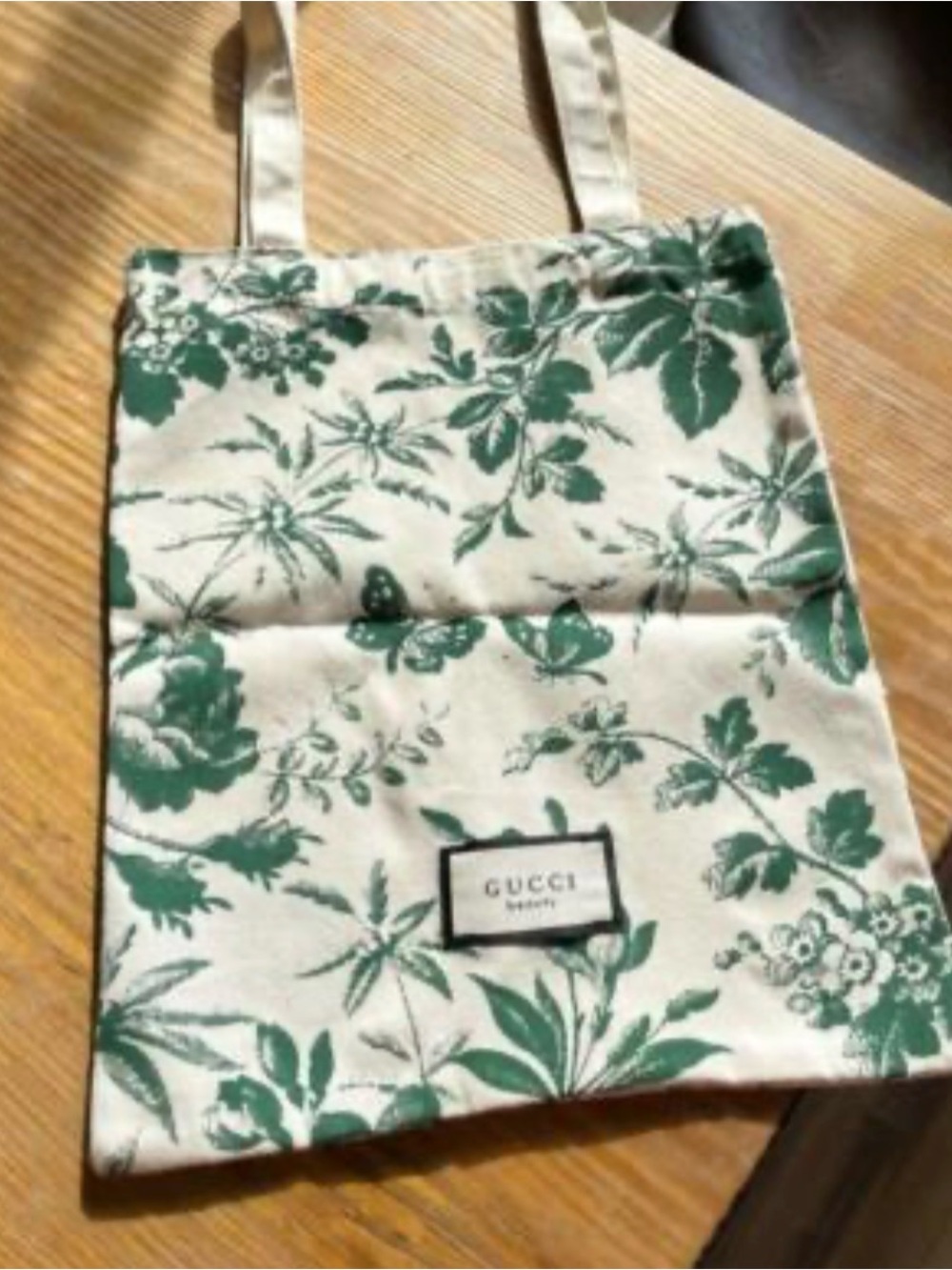 Gucci Beauty Floral Canvas Tote in Cream & Green; NWOT